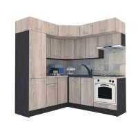 Bucatarie de Colt BIG GENA NEW DR. 190-200, Wenge / Decor 3025